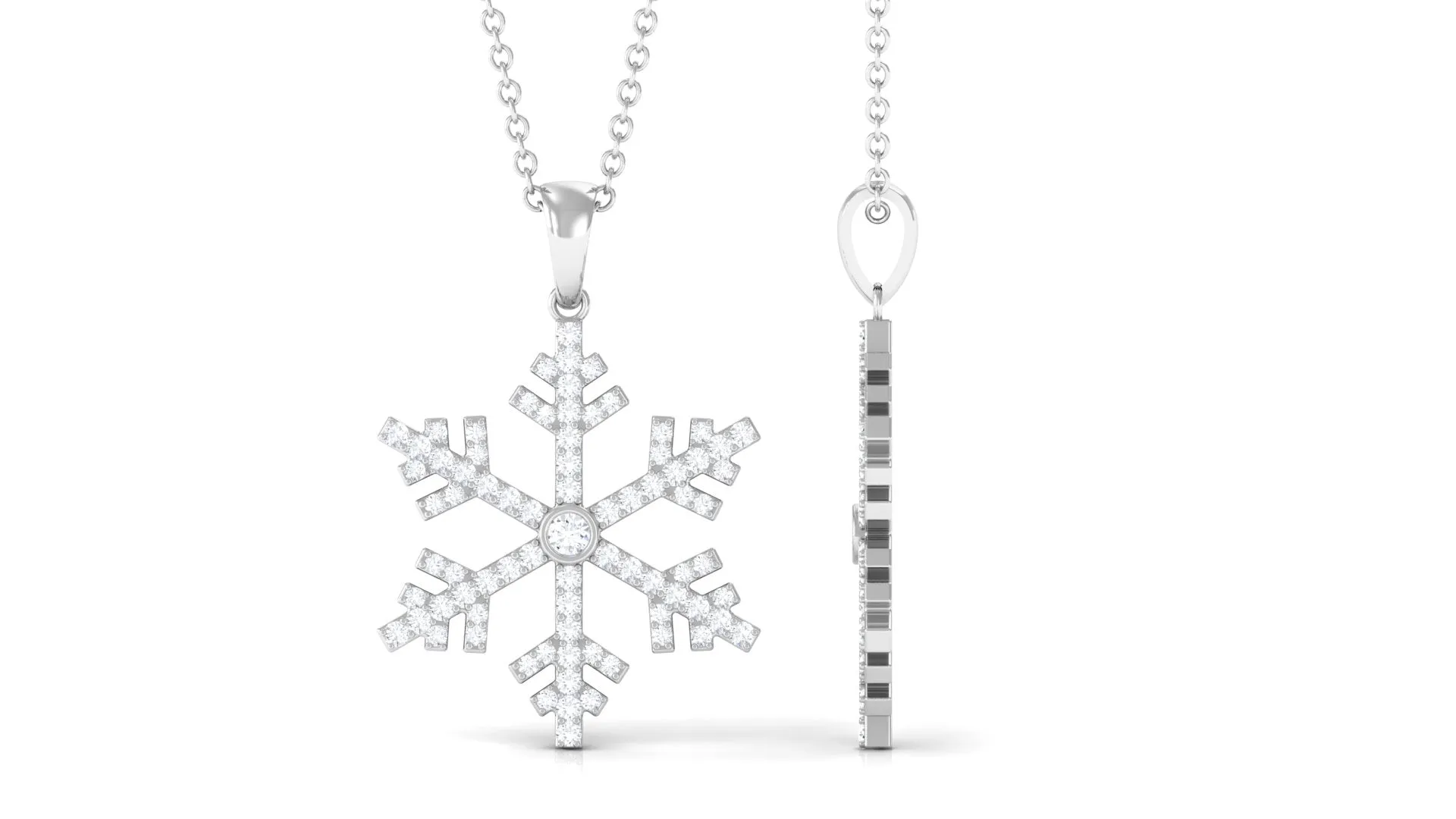 0.5 CT Certified Cubic Zirconia Snowflake Pendant Necklace in Gold