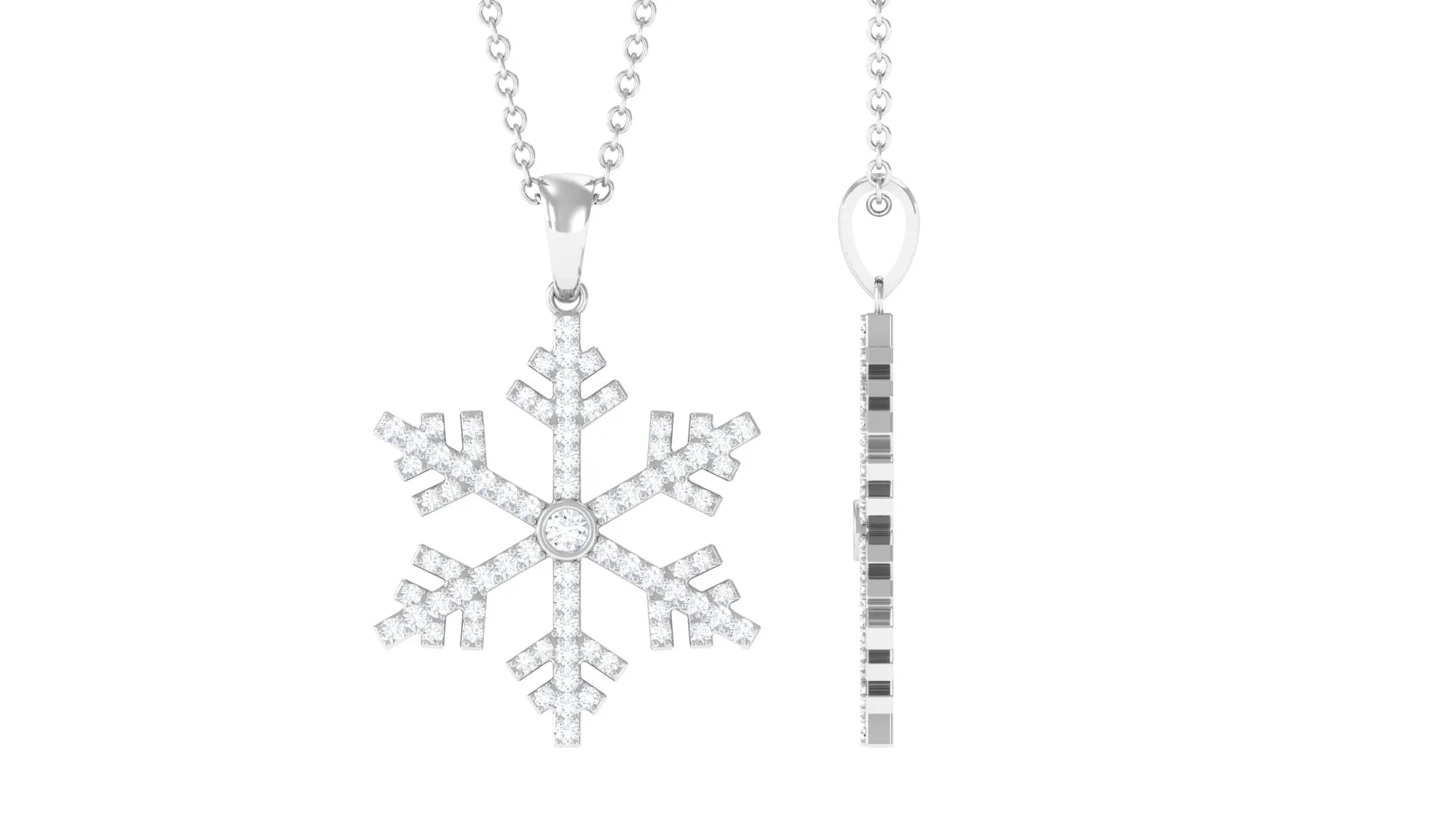 0.5 CT Certified Cubic Zirconia Snowflake Pendant Necklace in Gold