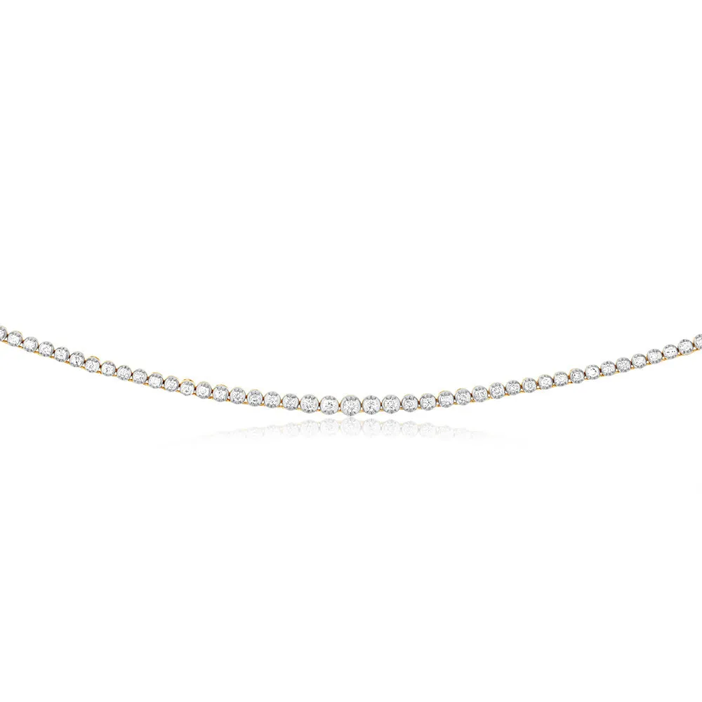 14ct Yellow Gold 3 Carats Diamond Necklace with 157 Brilliant Diamonds 43cm