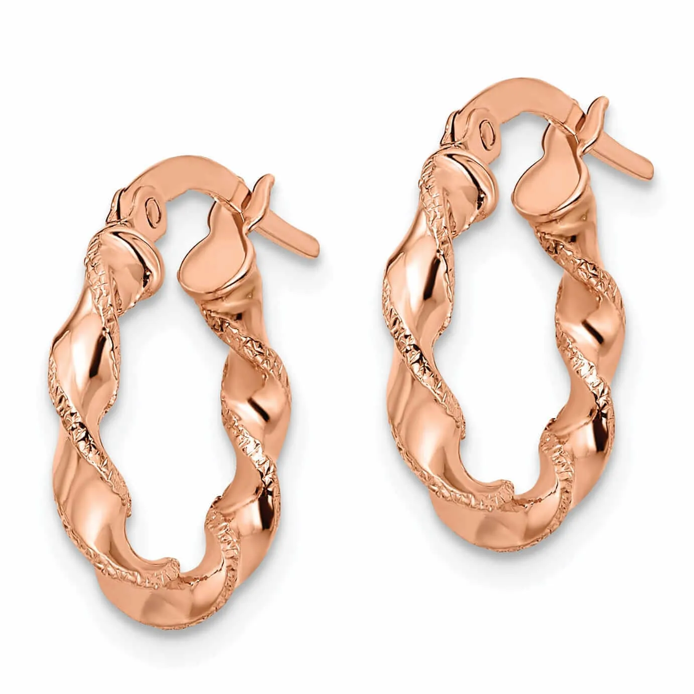 14k Rose Gold Twisted Hoop Earrings