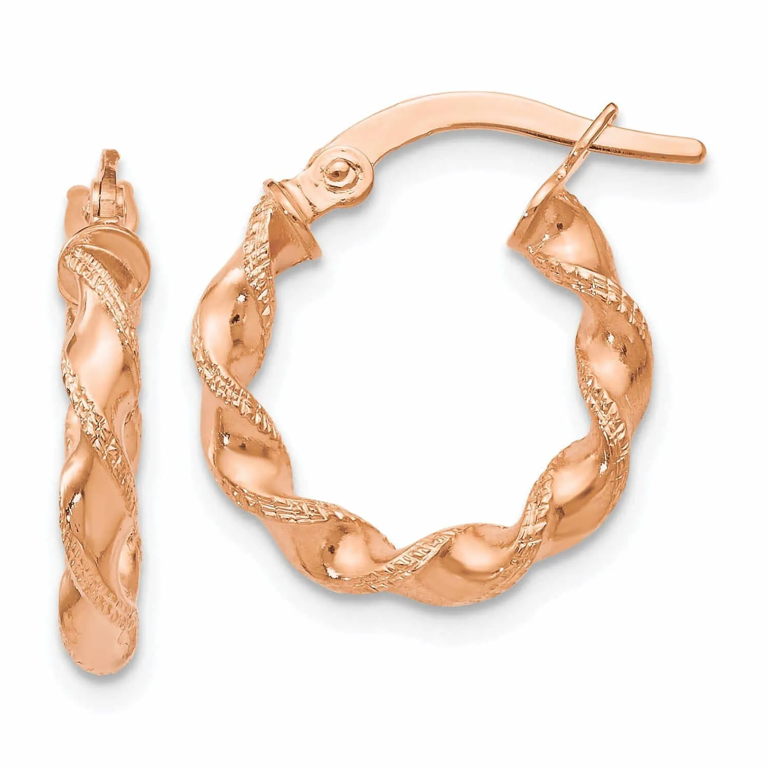 14k Rose Gold Twisted Hoop Earrings