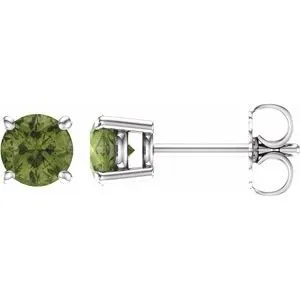 14K White 2.5 mm Natural Peridot Stud Earrings