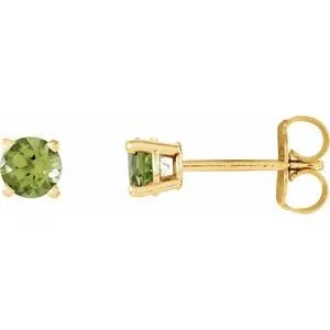 14K White 2.5 mm Natural Peridot Stud Earrings