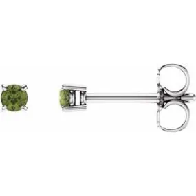 14K White 2.5 mm Natural Peridot Stud Earrings