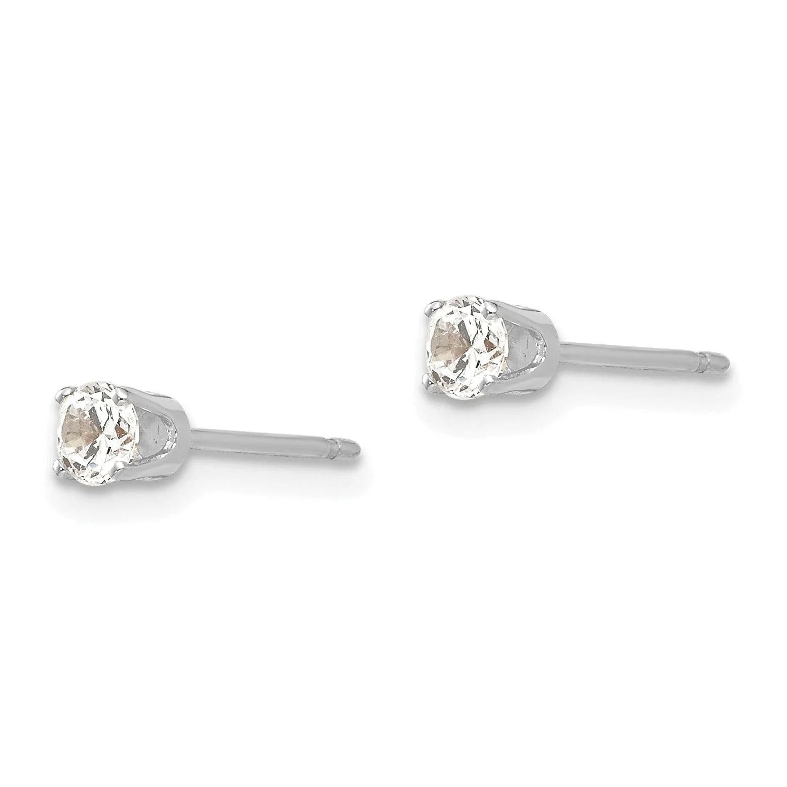 14k White Gold 3.25 mm Cubic Zirconia Stud Earrings