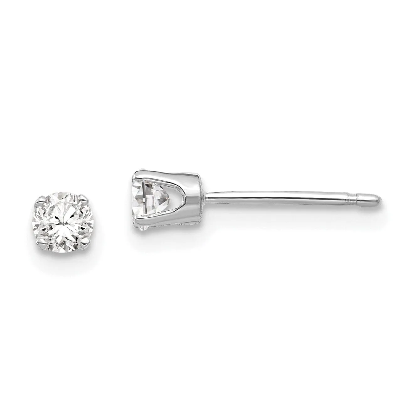 14k White Gold 3.25 mm Cubic Zirconia Stud Earrings