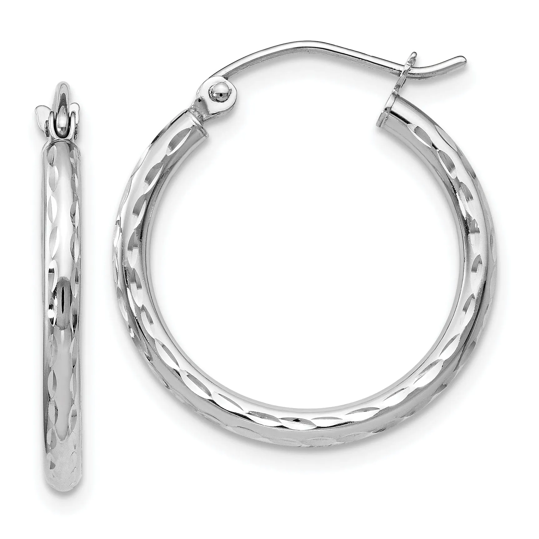 14k White Gold Hinged Hoop Earrings