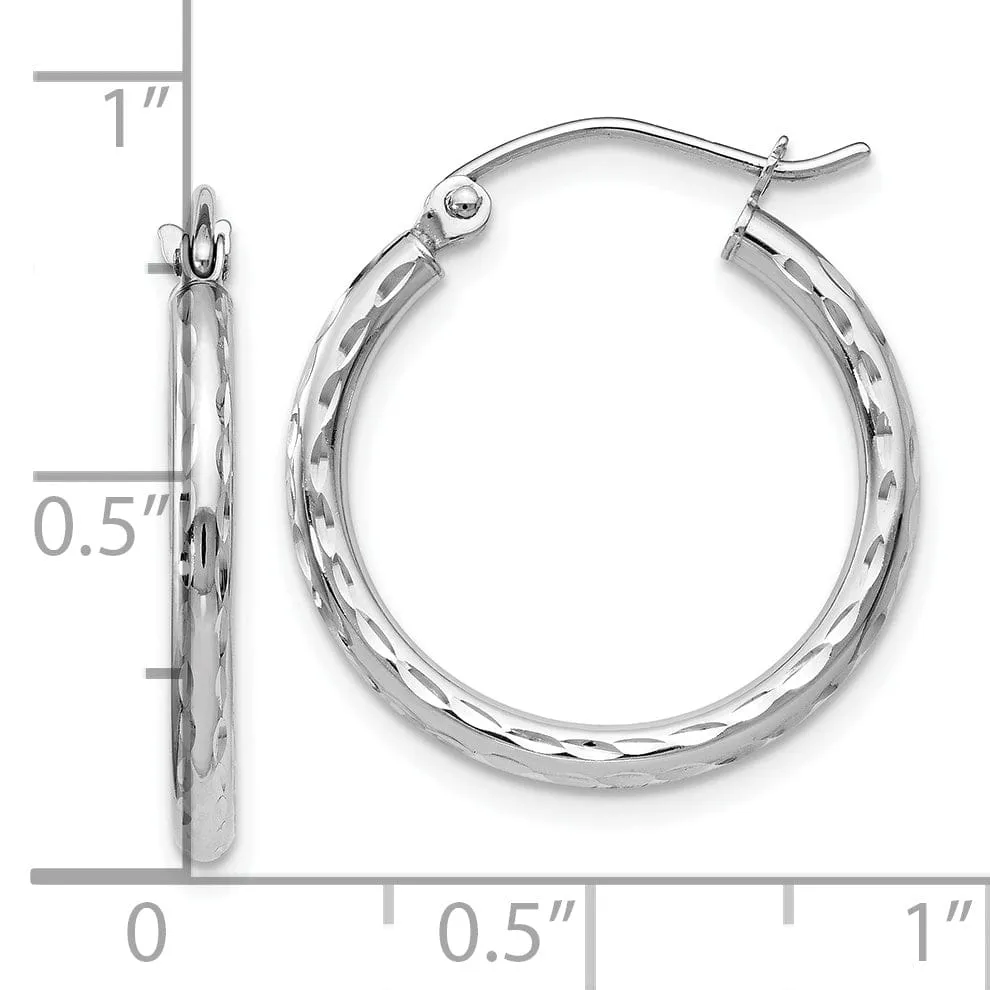 14k White Gold Hinged Hoop Earrings