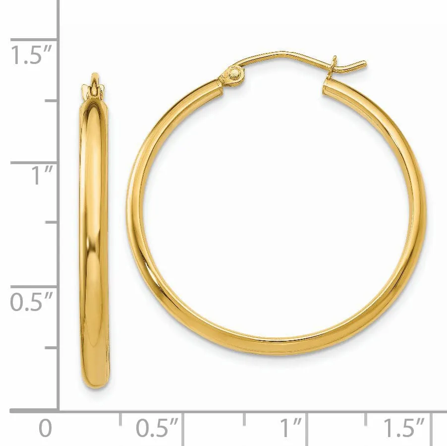 14k Yellow Gold 2.75 x 30MM Hoop Earrings