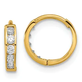 14k Yellow Gold Hinged C.Z Hoop Earrings