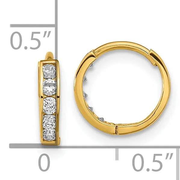 14k Yellow Gold Hinged C.Z Hoop Earrings