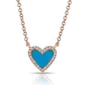 14K Yellow Gold Turquoise Heart Necklace