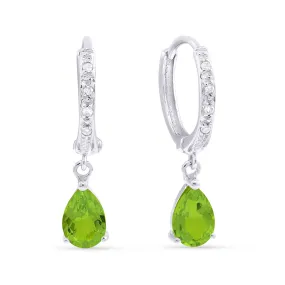 18" 1.1Ct Peridot Drop/dangle Earrings In 14K White Gold