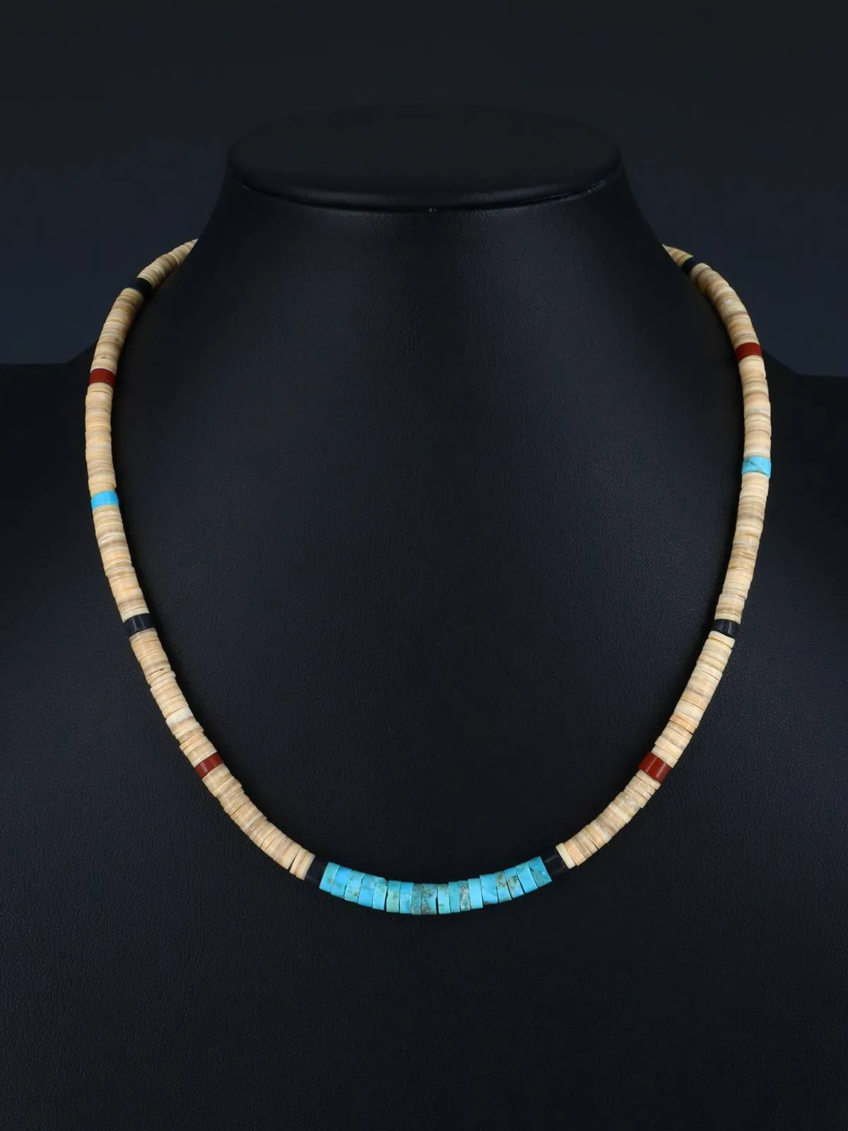 19" Native American Shell and Turquoise Necklace