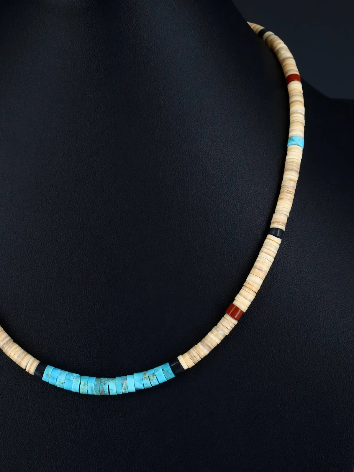 19" Native American Shell and Turquoise Necklace