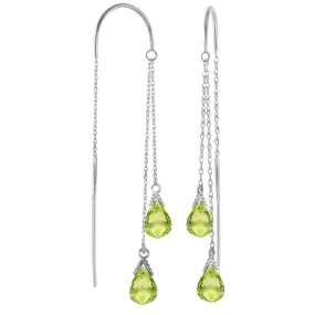 2.5 Carat 14K Solid White Gold Threaded Dangles Earrings Peridot