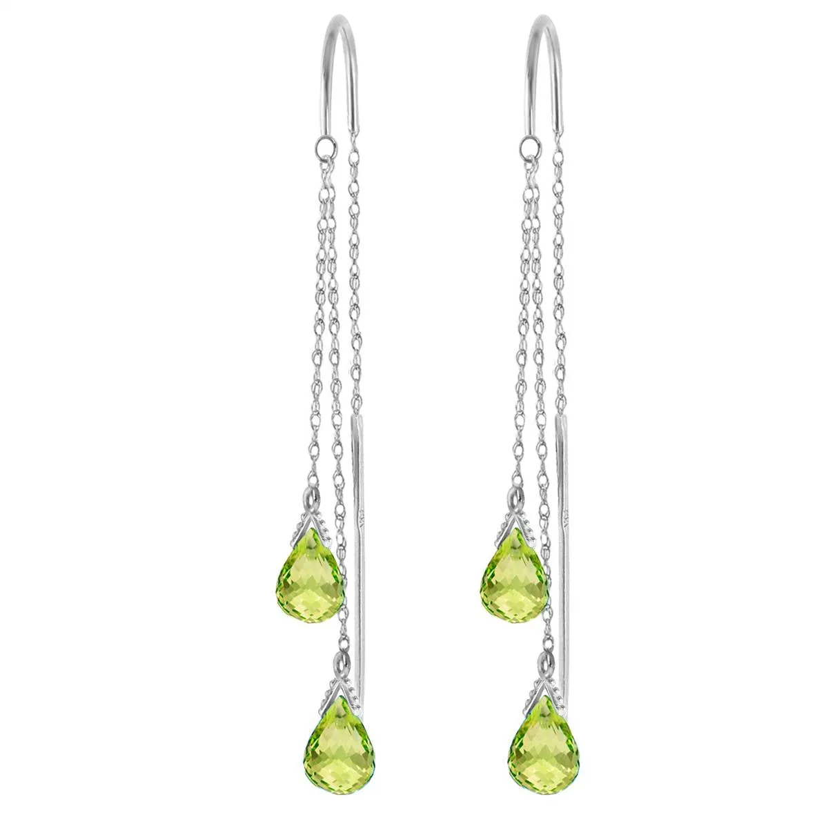 2.5 Carat 14K Solid White Gold Threaded Dangles Earrings Peridot