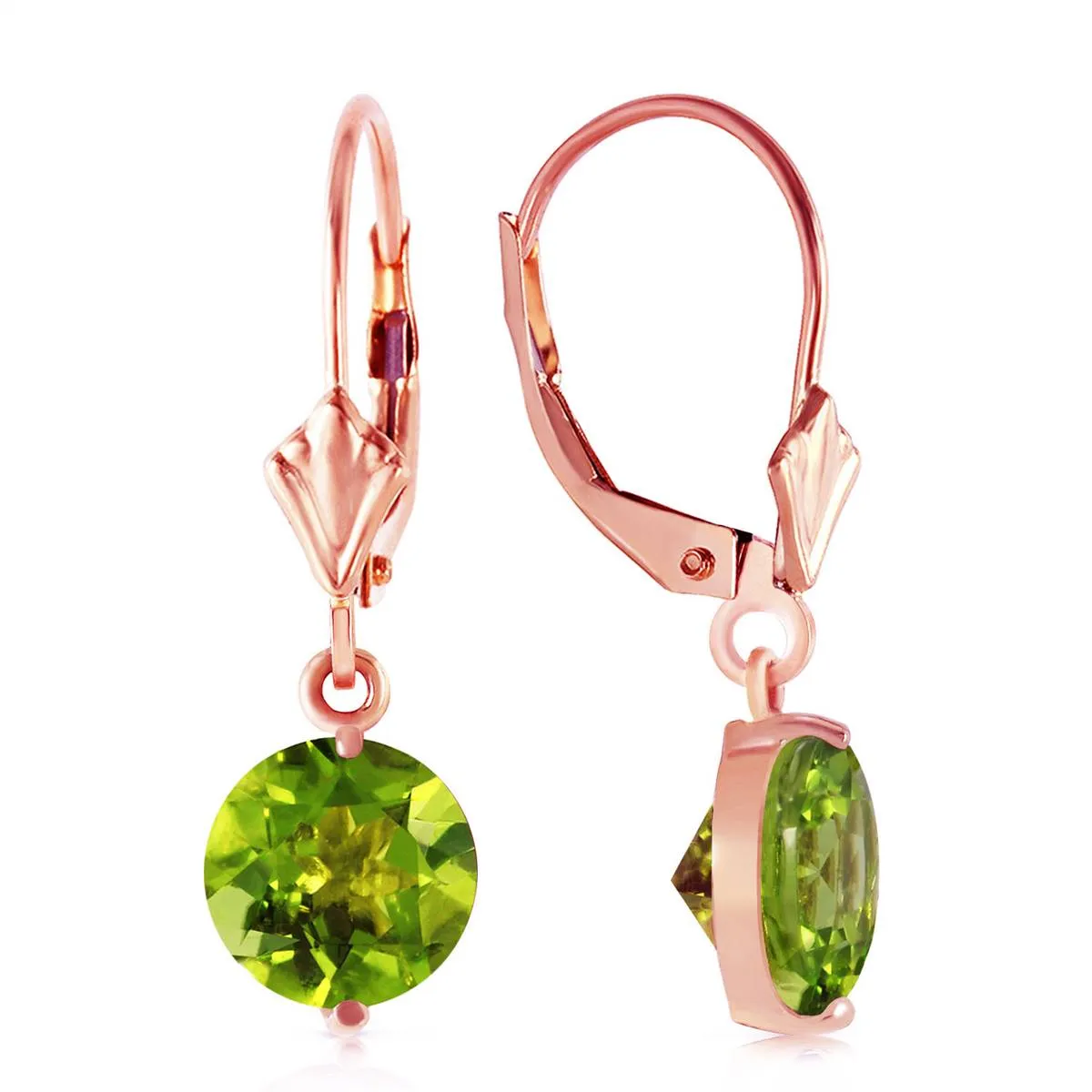 3.1 Carat 14K Solid Rose Gold Youth Peridot Earrings