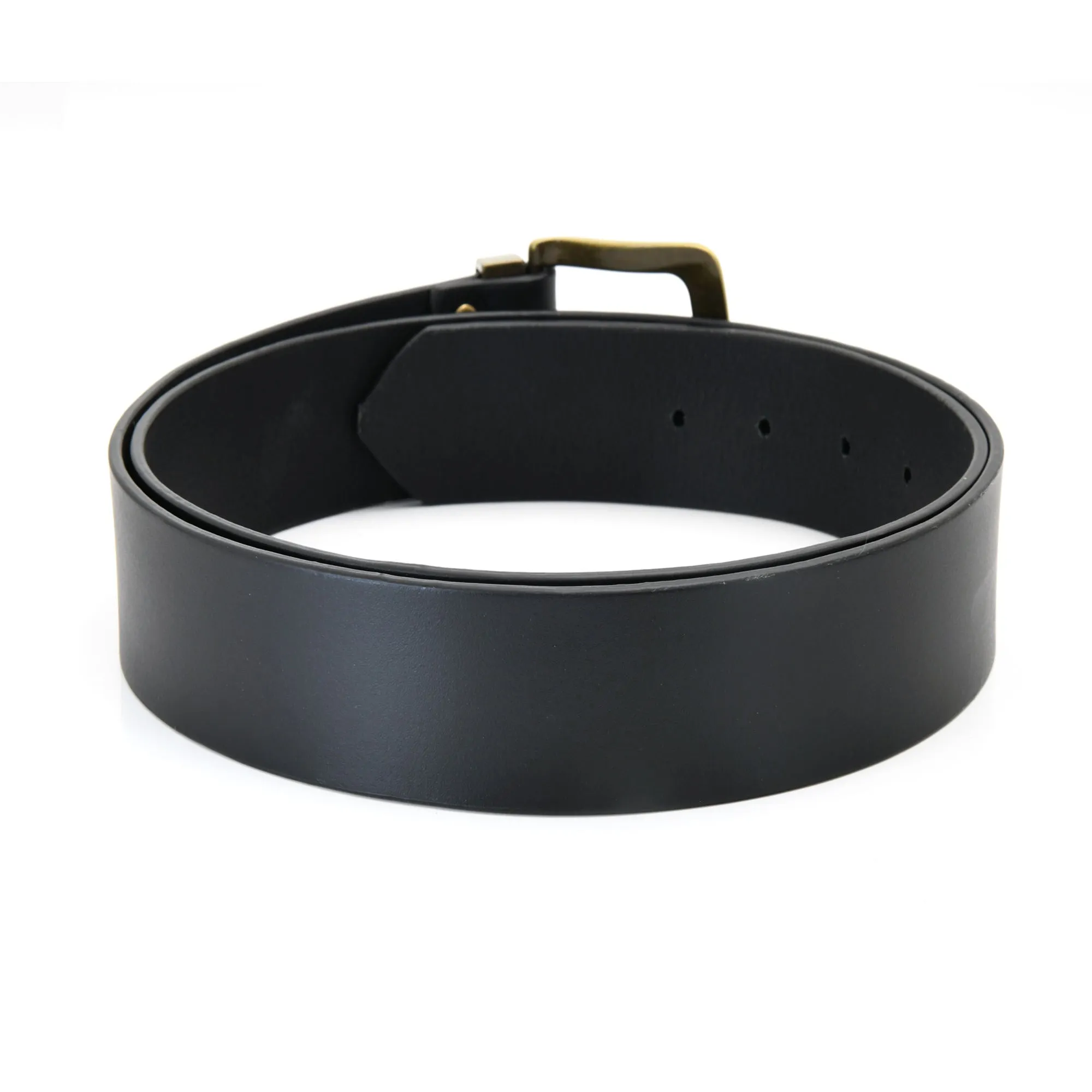 392711 Leather Belt in Black Color with Gold Buckle | Style n Craft