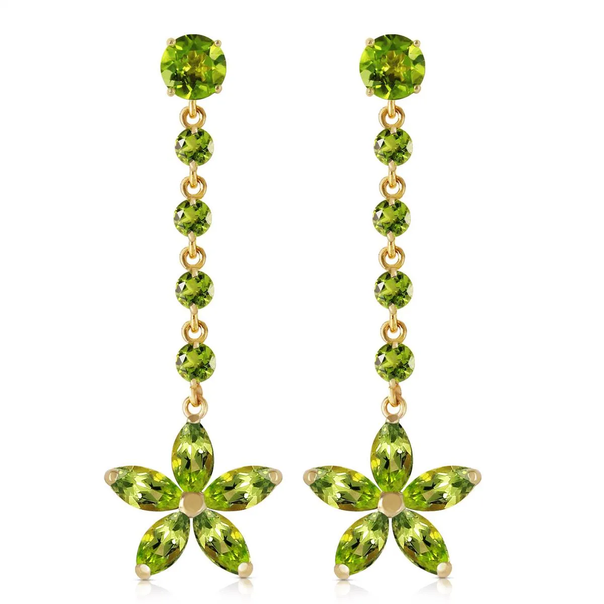 4.8 Carat 14K Solid Yellow Gold Stardrop Peridot Earrings