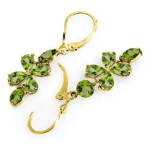 5.32 Carat 14K Solid Yellow Gold Petals Peridot Earrings