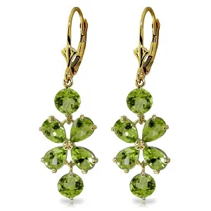 5.32 Carat 14K Solid Yellow Gold Petals Peridot Earrings