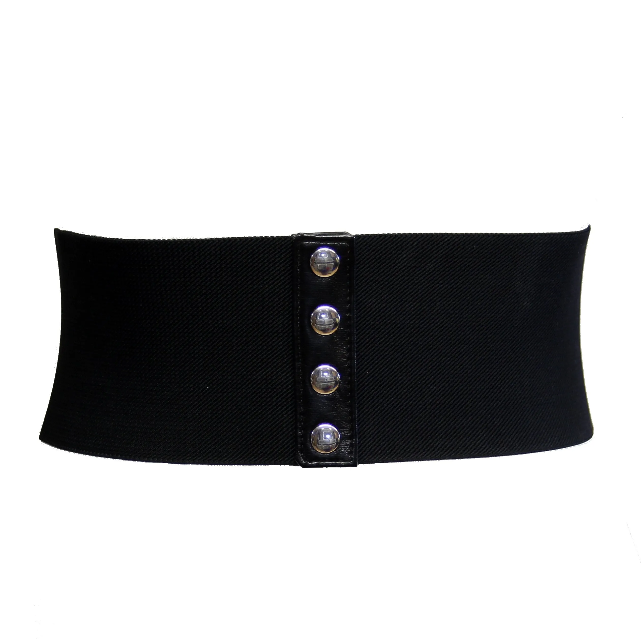 9.7cm Black Elasticated Waist Lace Up Corset Belt with Press Button Closure