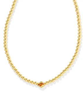 Abbie Beaded Nck Gold Marbled Amber Illusion