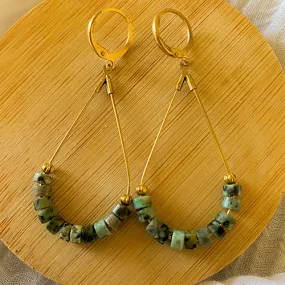 African Turquoise Wire Tear Drop Earring