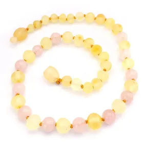 Amber Goose Raw Lemon & Rose Quartz Baby Necklace