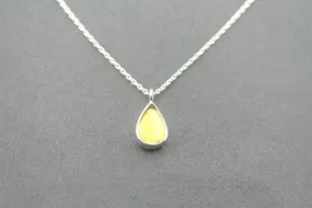 Amber teardrop silver pendant necklace