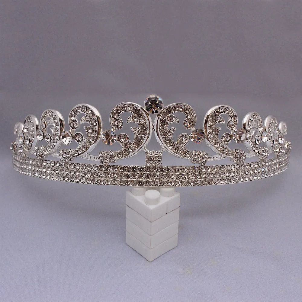 Baroque Princess Diana William Kate Bridal Crown Tiaras Boutique Rhinestone Diadem Veil Tiara Headbands Wedding Hair Accessories