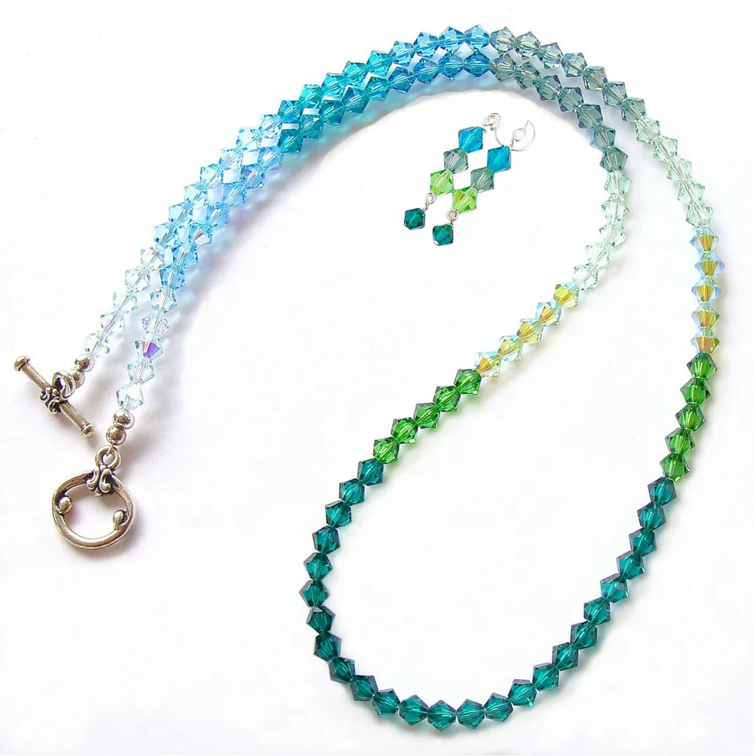 Beeja: Crystal Necklace in Blue and Green