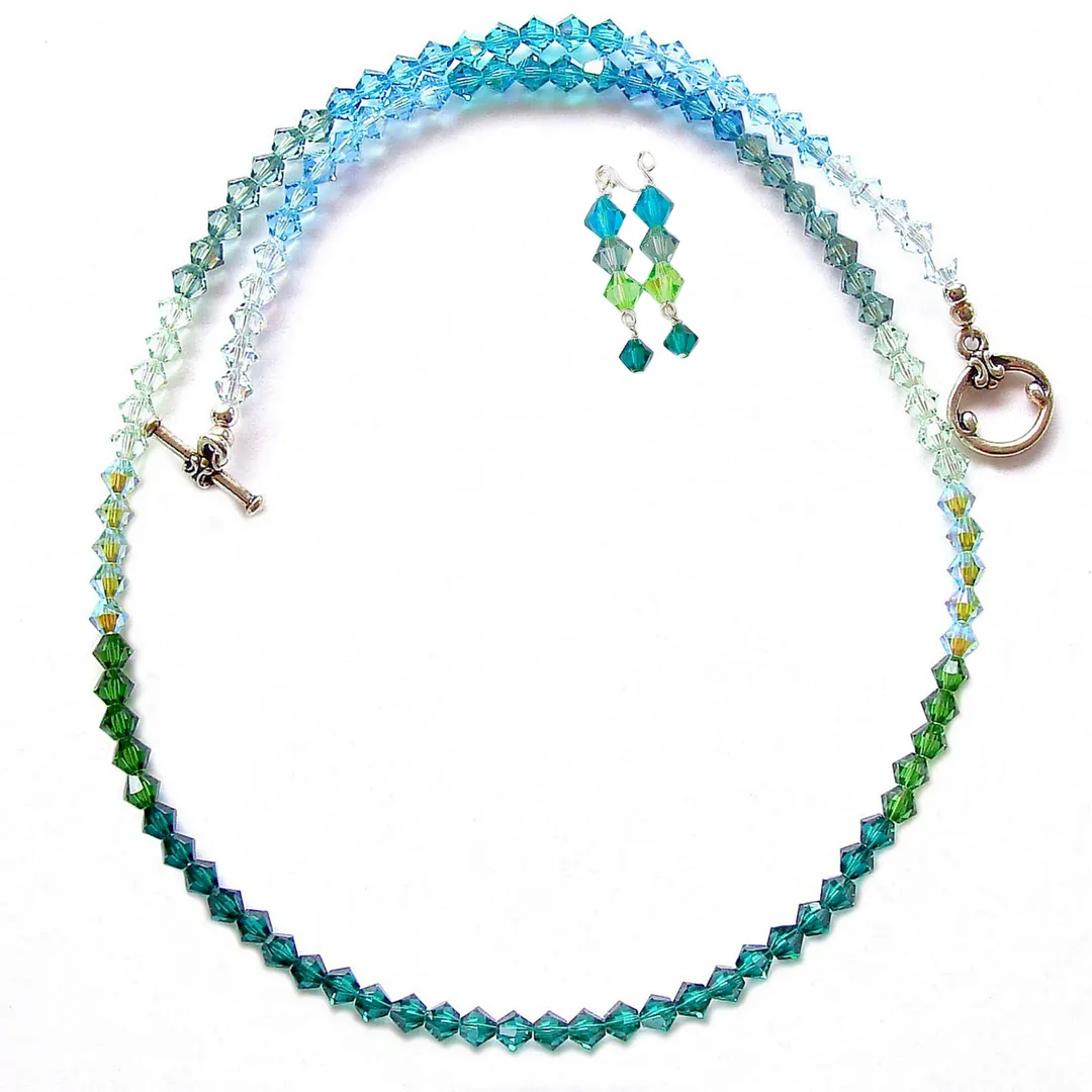 Beeja: Crystal Necklace in Blue and Green