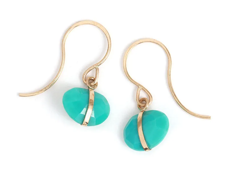 Bezel Wrapped Turquoise Drop Earrings