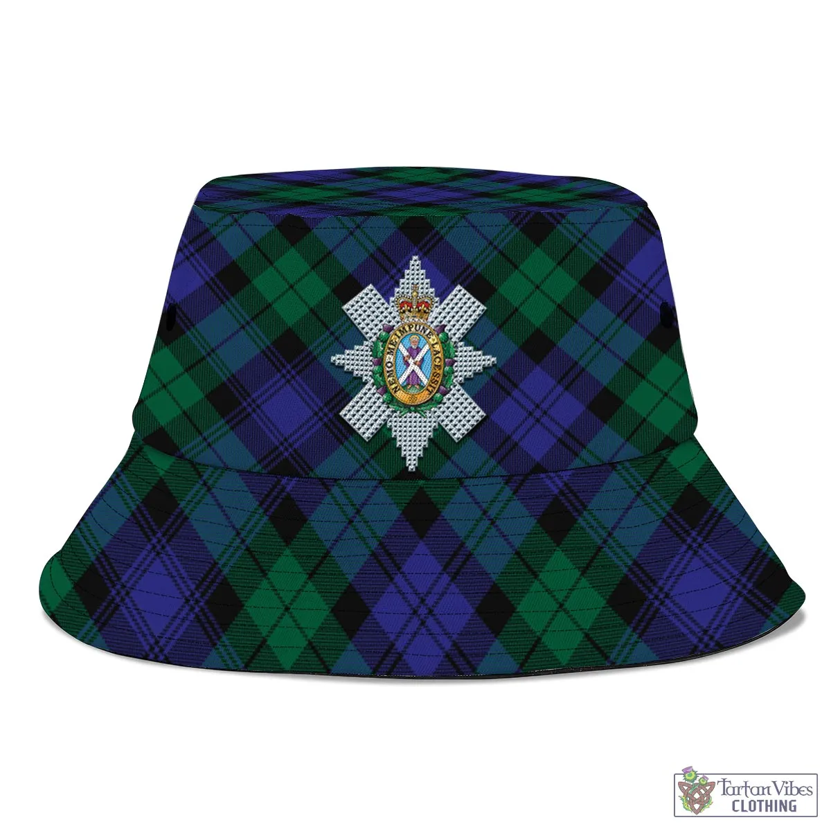 Black Watch Modern Tartan Bucket Hat with Family Crest