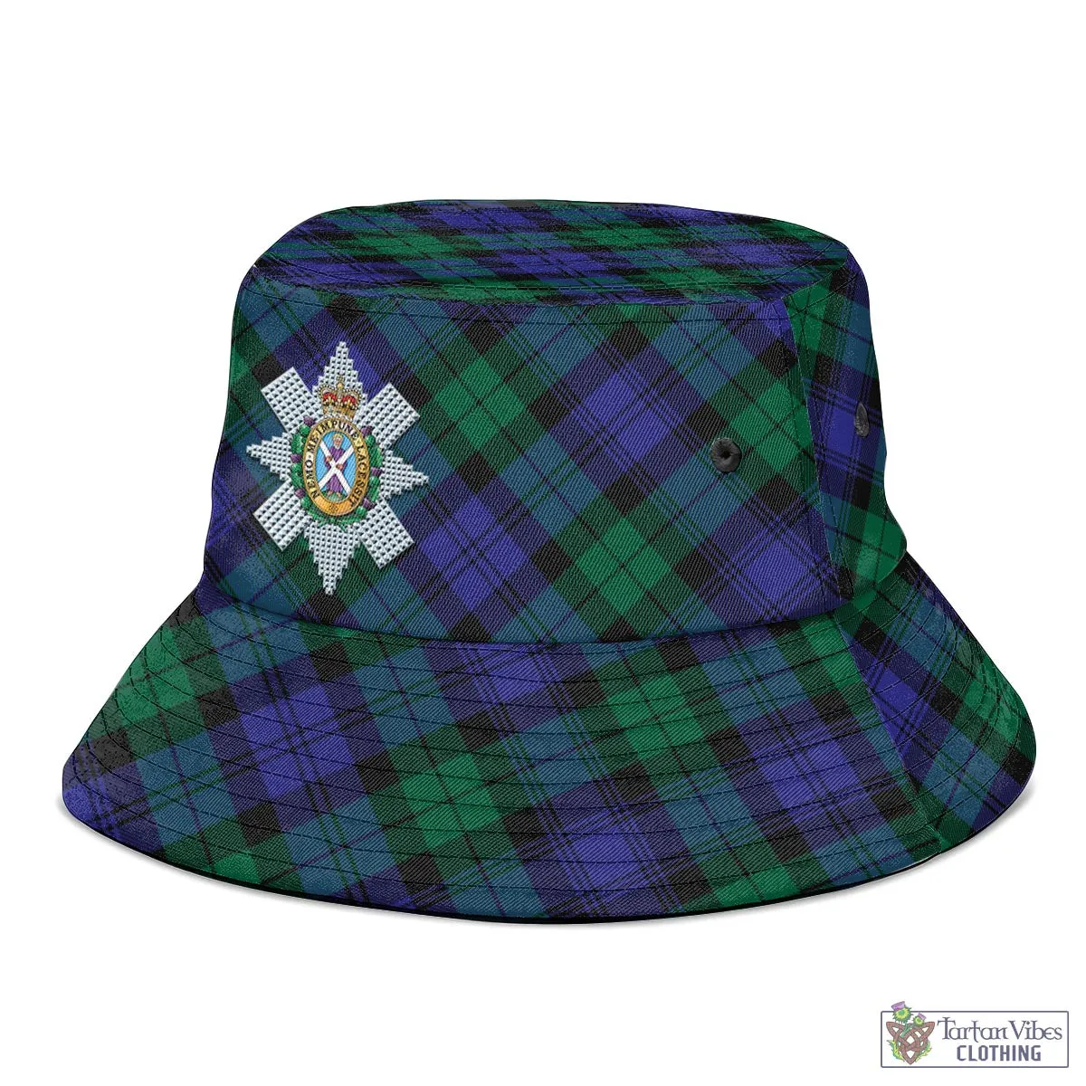 Black Watch Modern Tartan Bucket Hat with Family Crest