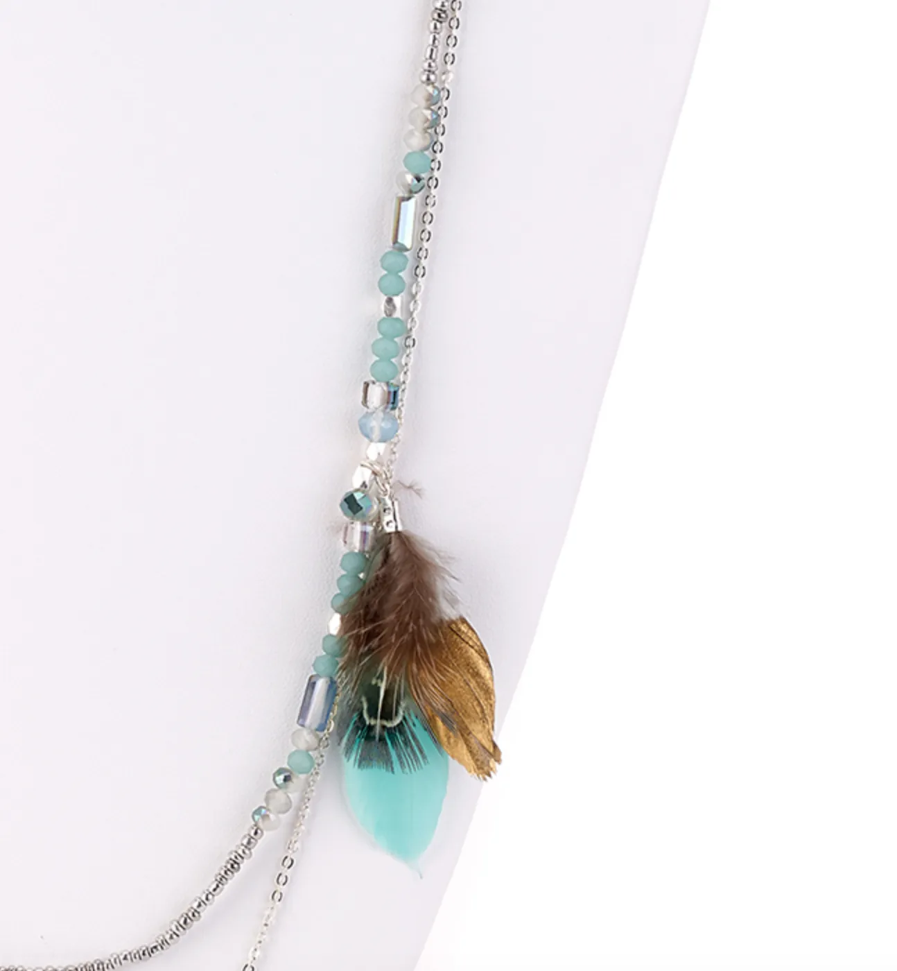 Bohemian Necklace with Feathers