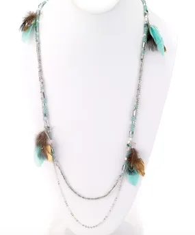 Bohemian Necklace with Feathers