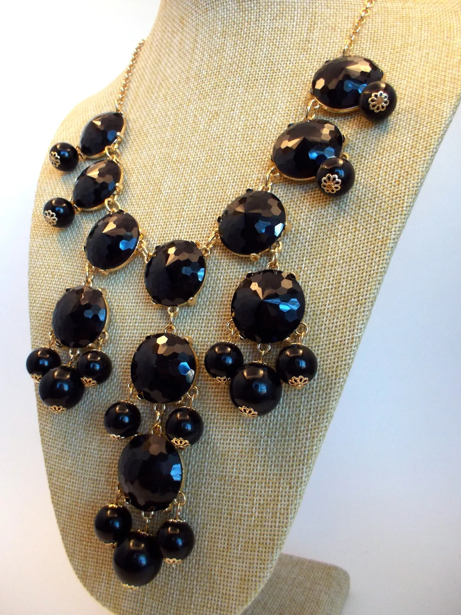 Bubble JEWELED Statement Necklace- Black