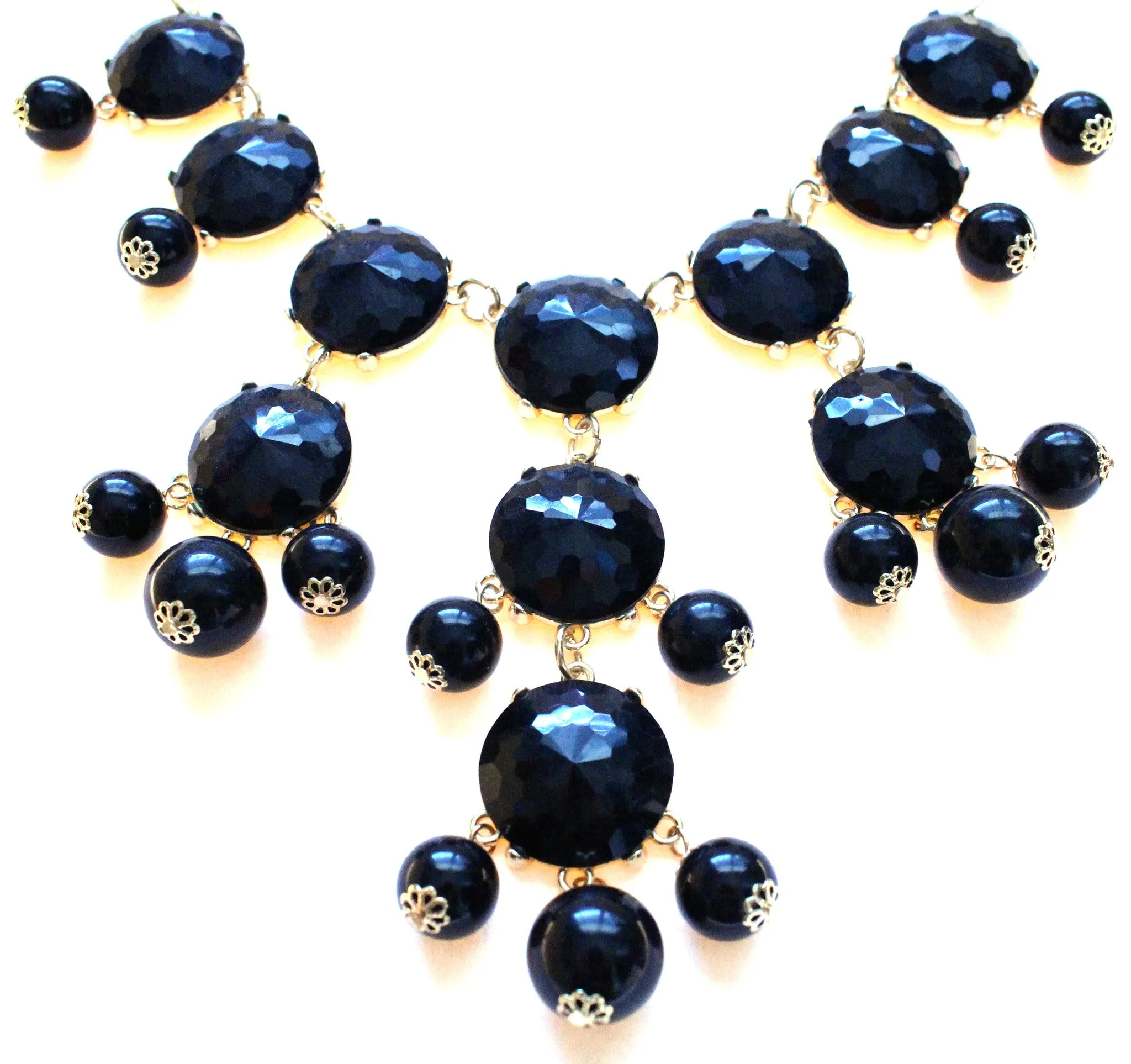 Bubble JEWELED Statement Necklace- Black