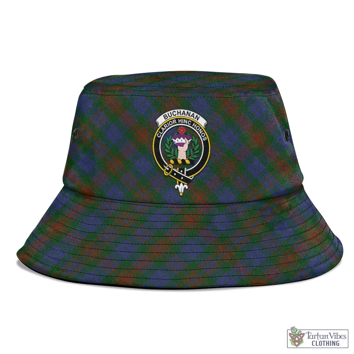 Buchanan Hunting Tartan Bucket Hat with Family Crest