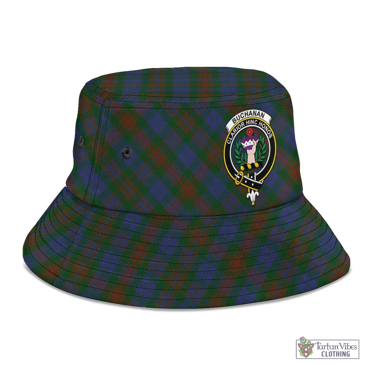 Buchanan Hunting Tartan Bucket Hat with Family Crest