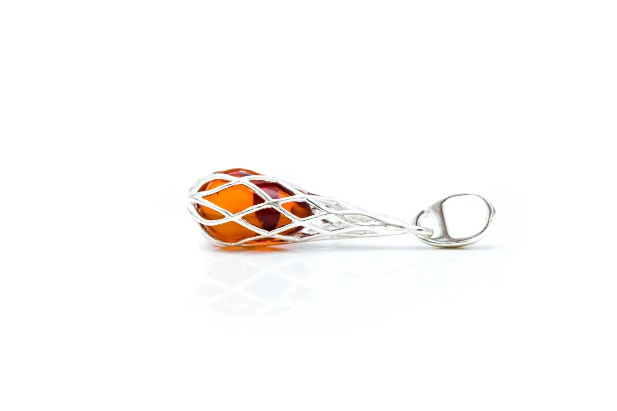 Caged Teardrop Amber Pendant