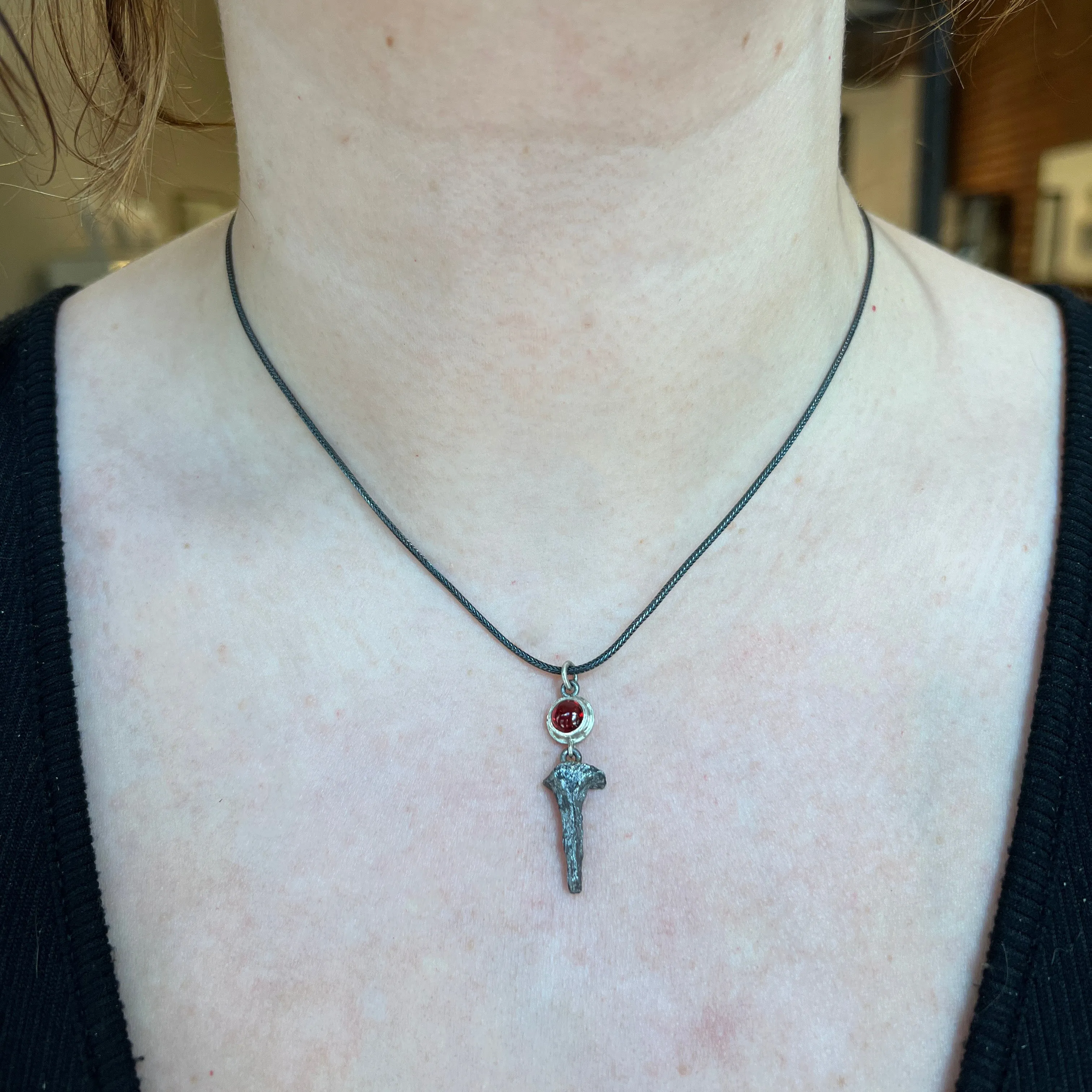 Carnelian Necklace with Hanging Italian Nail Fragment