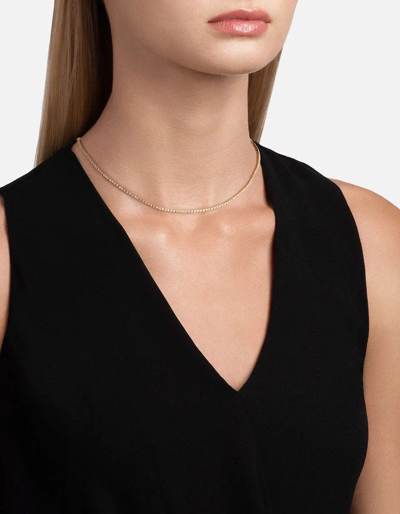 Century Square Choker, 14k Gold Pavé