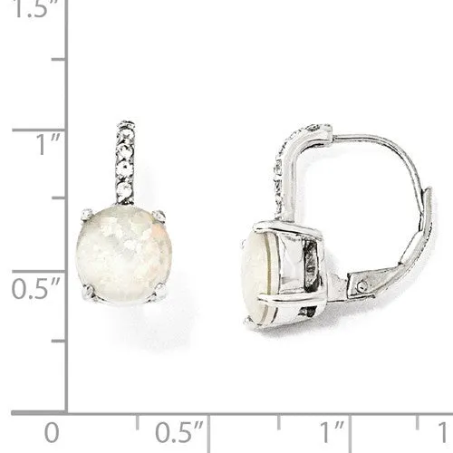 Cheryl M Sterling Silver CZ & Gemstone Leverback Earrings