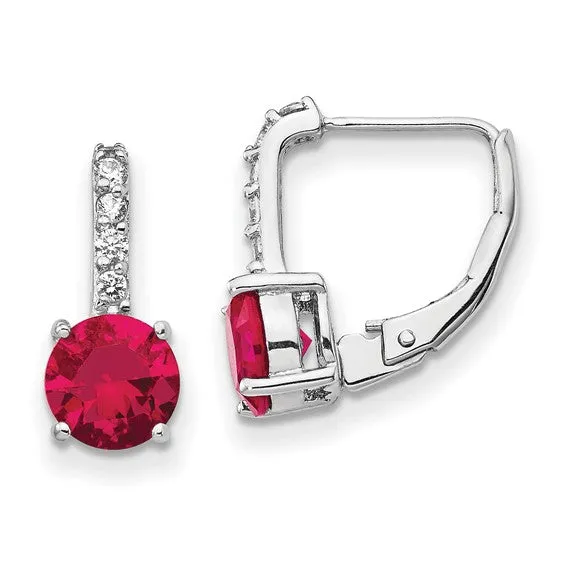 Cheryl M Sterling Silver CZ & Gemstone Leverback Earrings