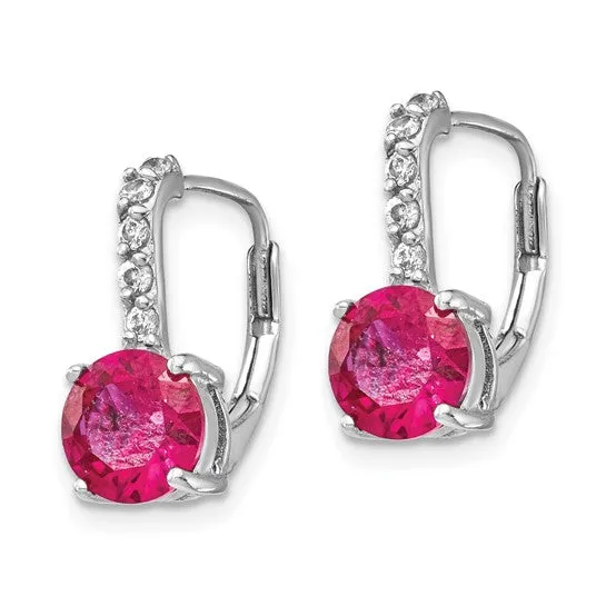 Cheryl M Sterling Silver CZ & Gemstone Leverback Earrings