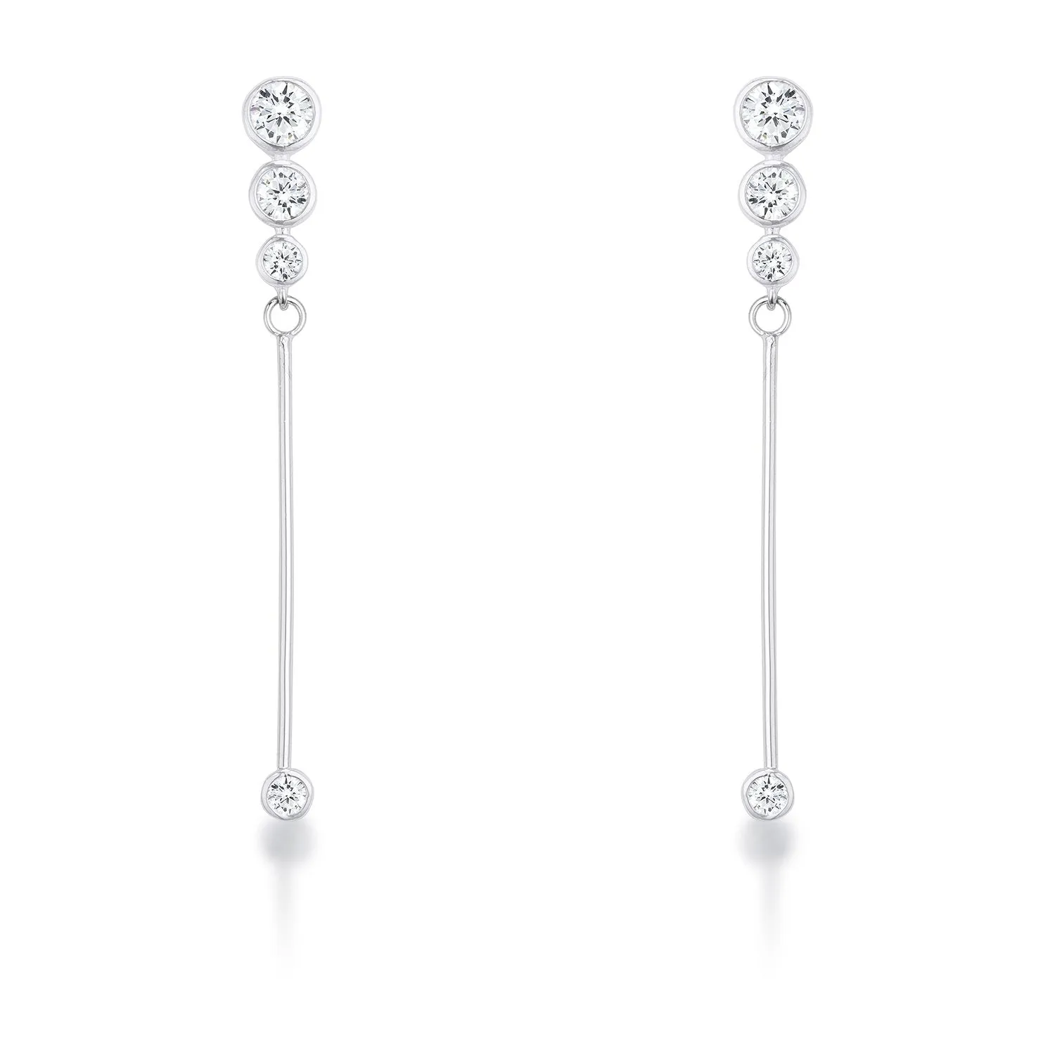 Chitsa Graduated CZ Silver Linear Earrings